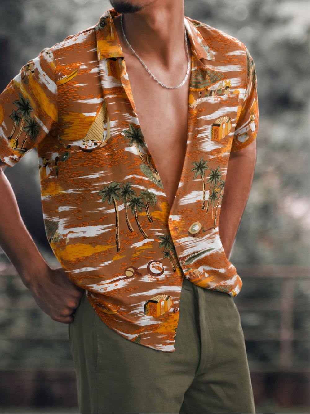 Vintage Joseph Laurin Tropical Hawaiian Camp Shirt – Men's L (Estimated)